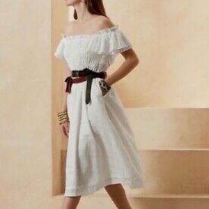 Banana Republic white midi ruffle dress